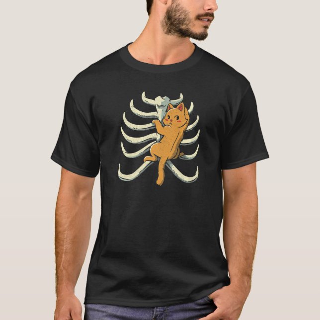Climber Cat Climbing Rib Cage Anatomy X Ray Biolog T-Shirt (Front)