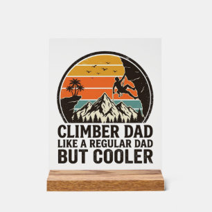 Climber Dad Vintage Sunset Funny T-Shirt Design_1 Acrylic Sign