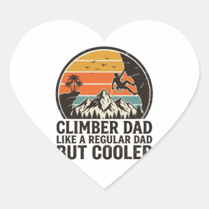 Climber Dad Vintage Sunset Funny T-Shirt Design_1 Heart Sticker
