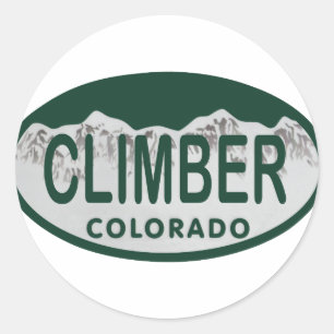 climber license oval classic round sticker