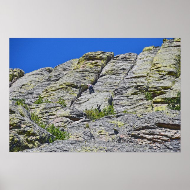Climber Nears Summit of Devils Tower, Wyoming Poster (Front)