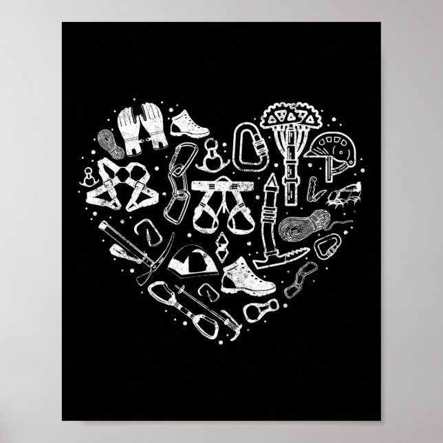 Climber Rock Climbing Equipment Girl Heart Poster (Front)