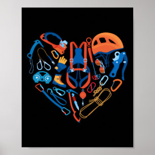 Climber Rock Climbing Equipment Heart Poster