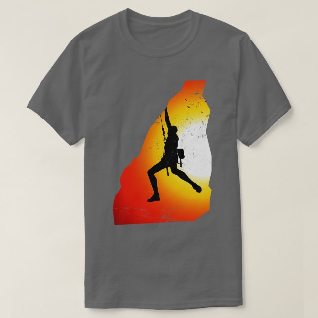 Climber Sunset Gift Rock Climbing T-Shirt (Design Front)