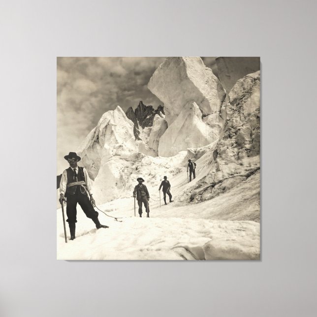 Climbers Beneath Dangerous Serac - Mt. Blanc 1908 Canvas Print (Front)