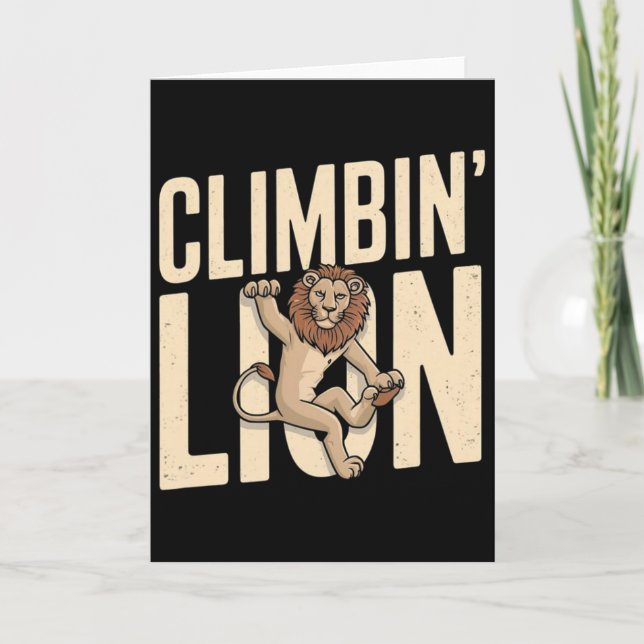 Climbin Lion - Funny Climber  Card (Front)