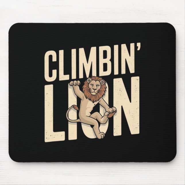 Climbin Lion - Funny Climber  Mouse Mat (Front)