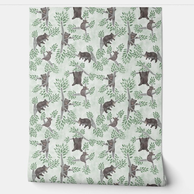 Climbing baby brown bears wallpaper (Unrolling)