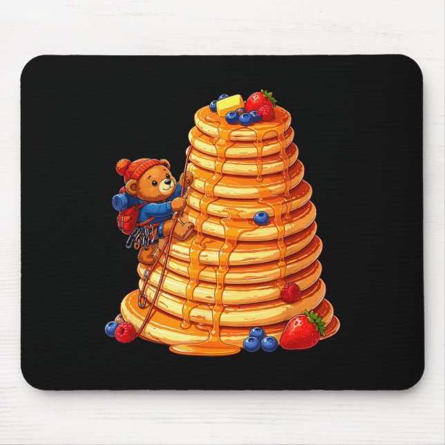 Climbing bear on giant pancake stack breakfast  mouse mat (Front)