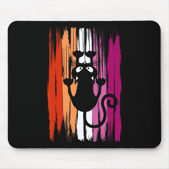 Climbing Cat With Scratches And Lesbian Pride Colo Mouse Mat (Front)