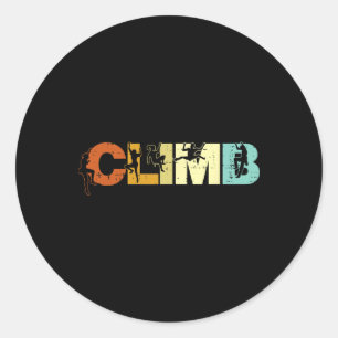 Climbing Climb Letters Retro Rock Climber Women Gi Classic Round Sticker