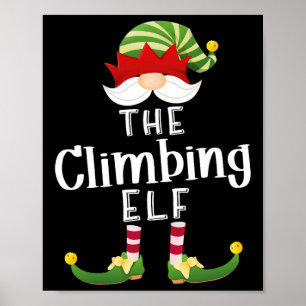 Climbing Elf Group Christmas Funny Pajama Party Poster