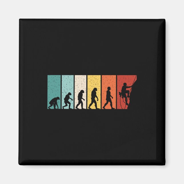 Climbing Evolution Retro Climb Funny Rock Climber  Magnet (Front)