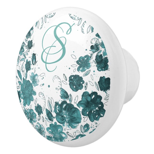 Climbing Flowers Ceramic Knob (Right)