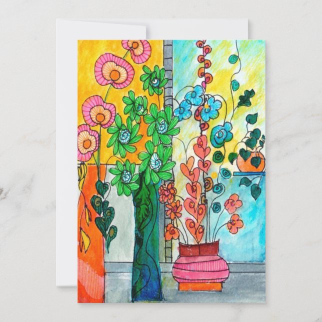 Climbing Flowers Watercolor Card  (Front)