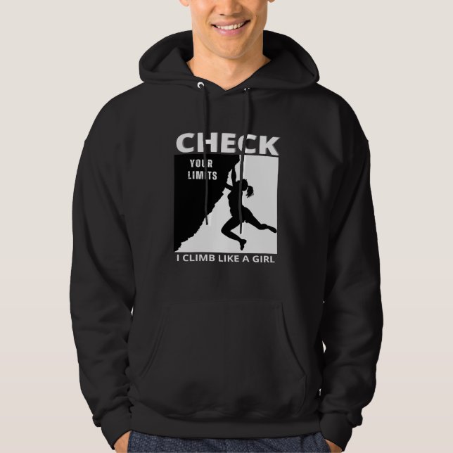 Climbing For Women Girls and Kids Who Love Climbin Hoodie (Front)