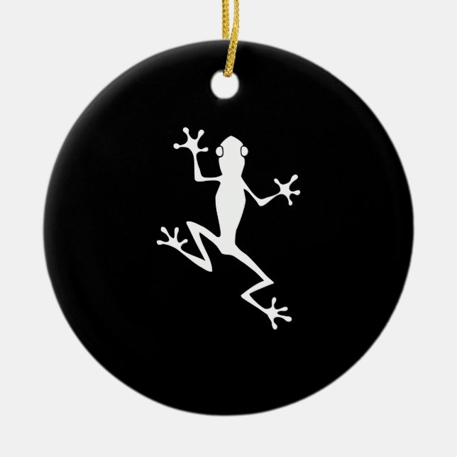 Climbing Frog Silhouette Ceramic Tree Decoration (Front)