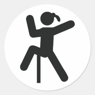 climbing girl icon classic round sticker
