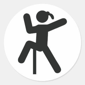 climbing girl icon classic round sticker