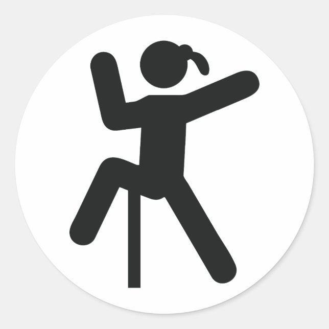 climbing girl icon classic round sticker (Front)