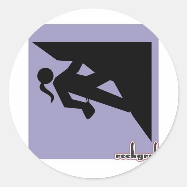 Climbing Girl Icon - on Violet Classic Round Sticker (Front)