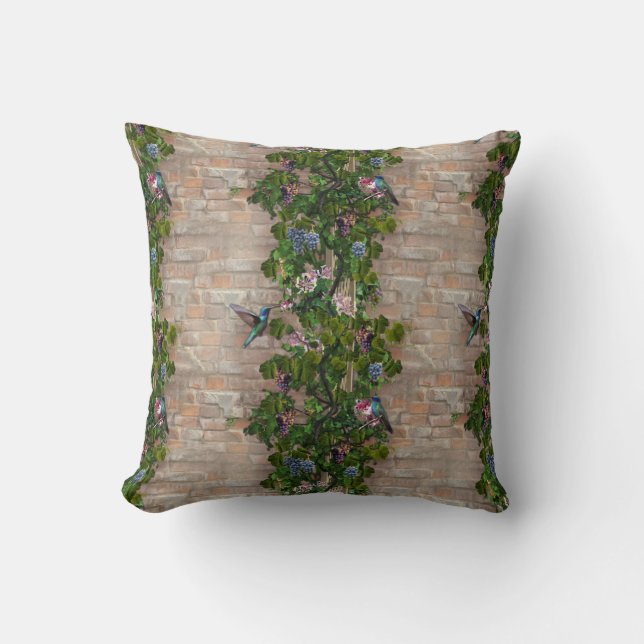 Climbing grapevines & honeysuckles flowers cushion (Front)