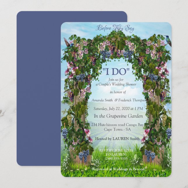 Climbing Grapevines & Honeysuckles Flowers Invitation (Front/Back)