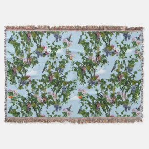 Climbing grapevines & honeysuckles flowers throw blanket