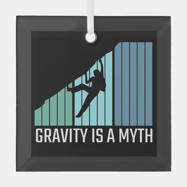 Climbing - Gravity Is a Myth Glass Tree Decoration (Front)