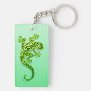 Climbing Green Gecko Key Ring