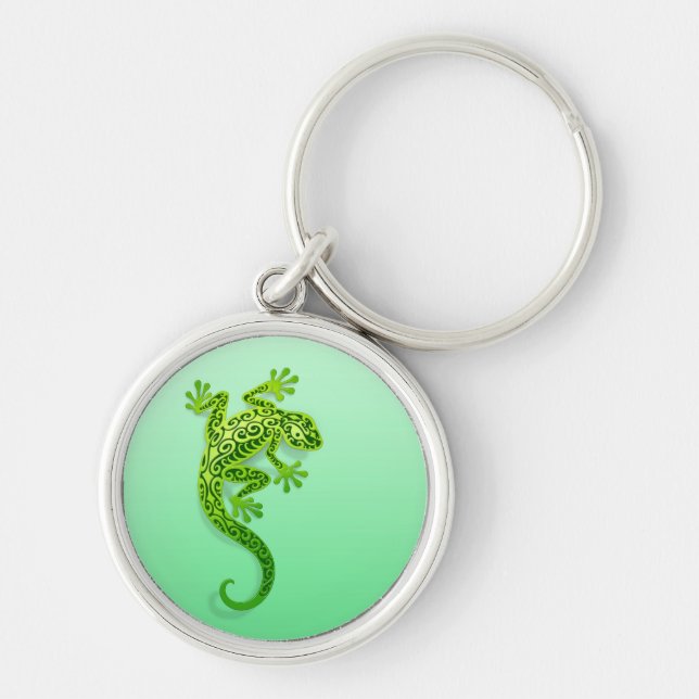 Climbing Green Gecko Key Ring (Front)