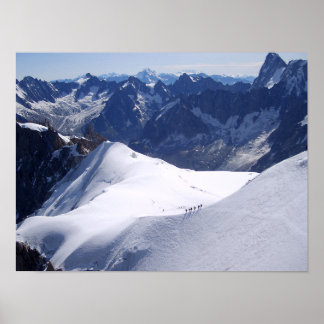 Climbing in massive Mont Blanc, Chamonix, France Poster