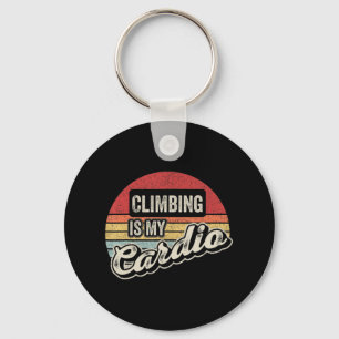 Climbing Is My Cardio Vintage Retro Rock Climbing Key Ring