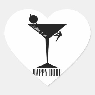 Climbing Is My Happy Hour Heart Sticker