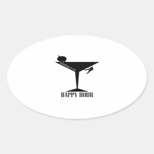Climbing Is My Happy Hour Oval Sticker