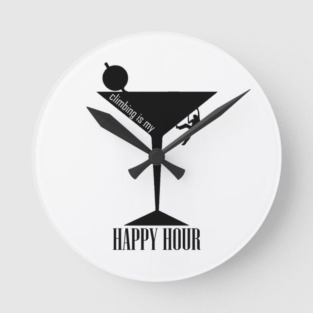 Climbing Is My Happy Hour Round Clock (Front)