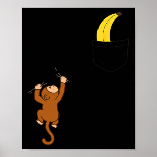 Climbing Monkey Banana Pocket Graphic Kids Funny D Poster