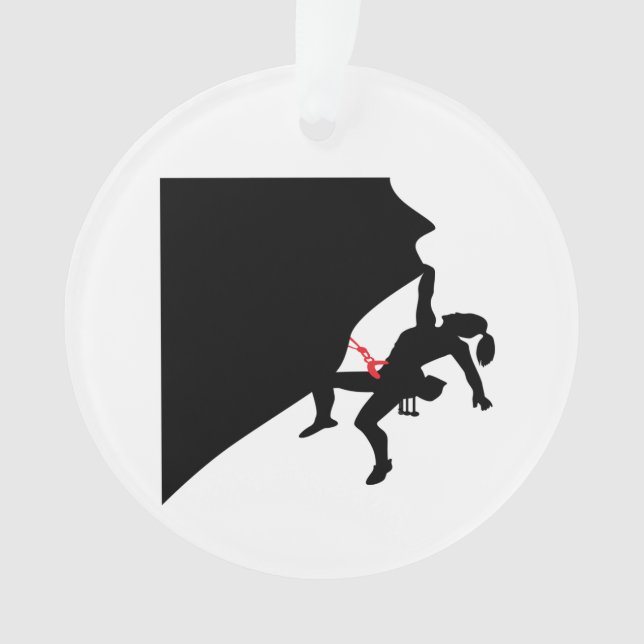 Climbing Mountain Girl Black Silhouette Ornament (Front)