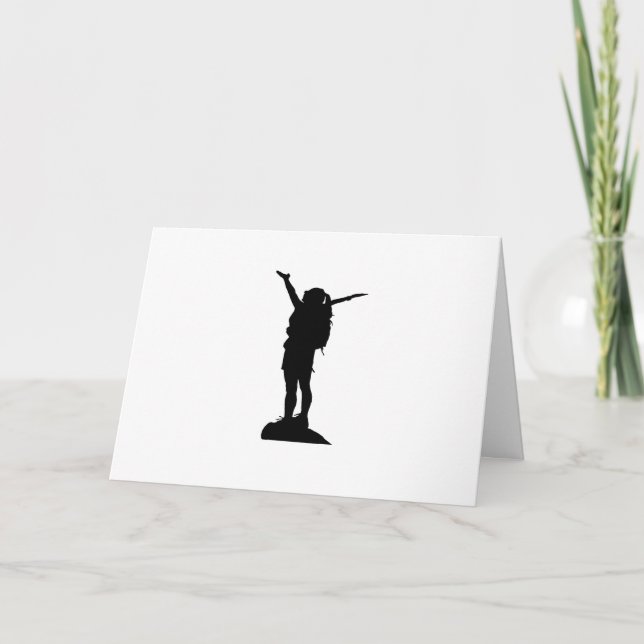 Climbing mountain girl silhouette card (Front)