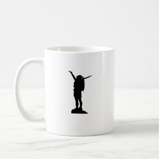 Climbing mountain girl silhouette coffee mug