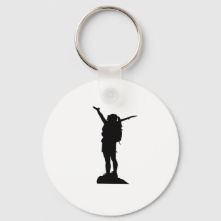 Climbing mountain girl silhouette key ring