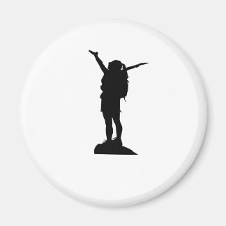 Climbing mountain girl silhouette magnet