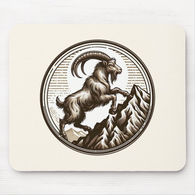 Climbing Mountain Goat Capricorn Birthday Zodiac Mouse Mat (Front)