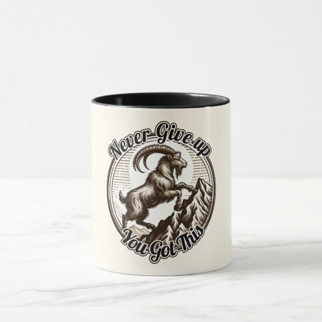 Climbing Mountain Goat Capricorn Birthday Zodiac Mug (Center)