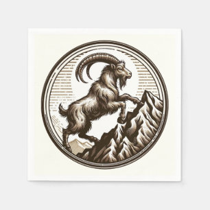 Climbing Mountain Goat Capricorn Birthday Zodiac Napkin