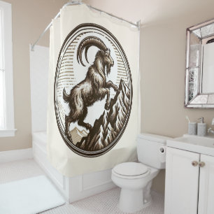 Climbing Mountain Goat Capricorn Birthday Zodiac Shower Curtain
