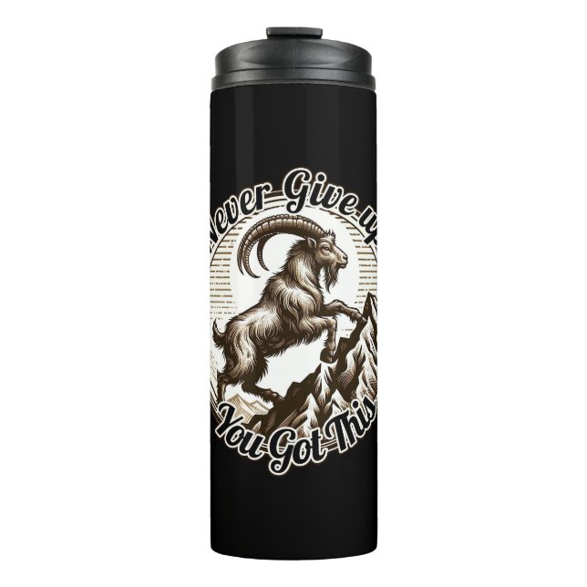 Climbing Mountain Goat Capricorn Birthday Zodiac Thermal Tumbler (Front)