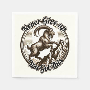 Climbing Mountain Goat Capricorn Never Give Up Napkin