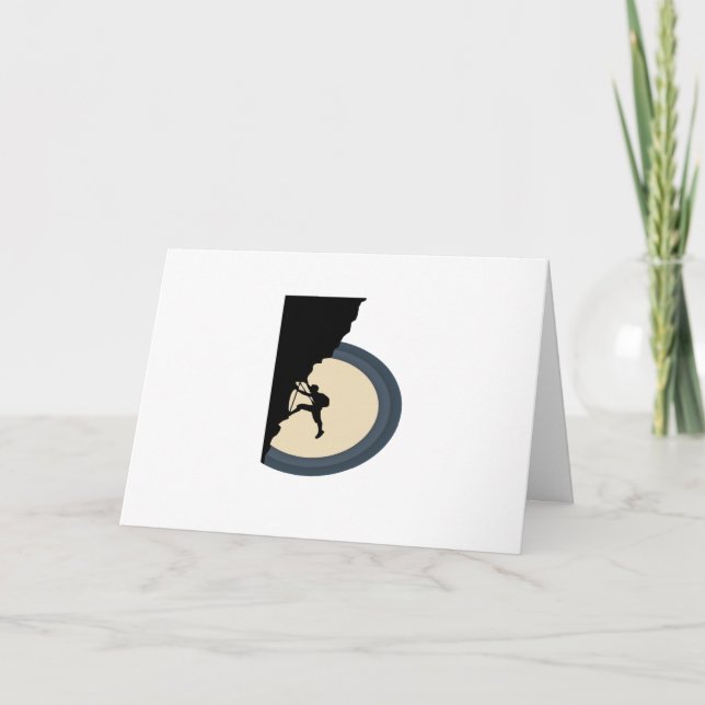 Climbing mountain man at night silhouette card (Front)