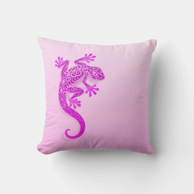 Climbing Pink Gecko Cushion (Front)